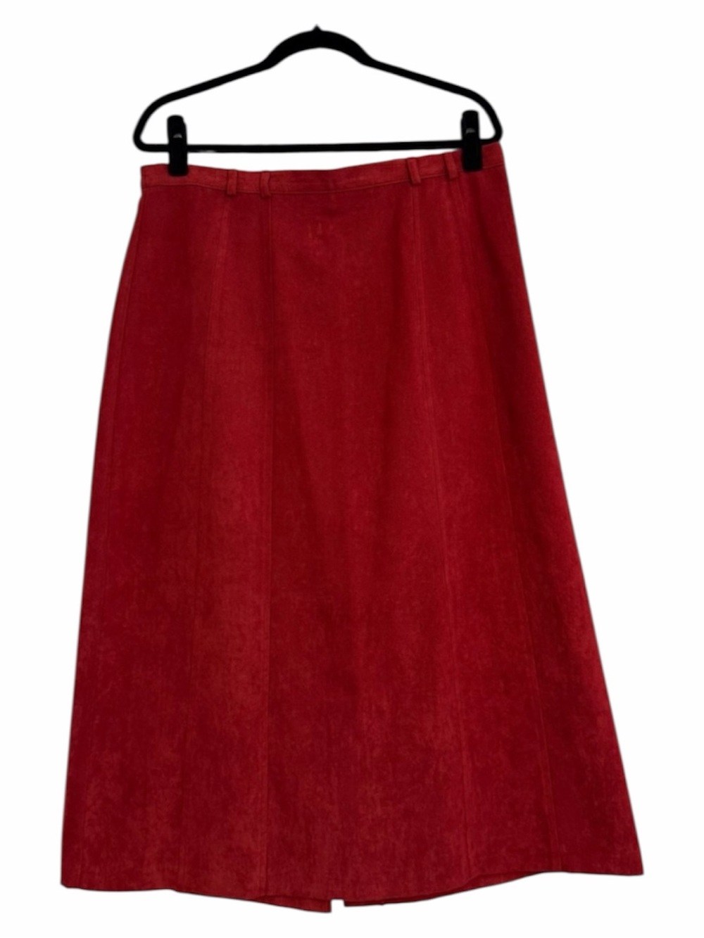 Burgundy Faux Suede Midi Skirt A Line High Waist Women’s Petite 16 Fall
